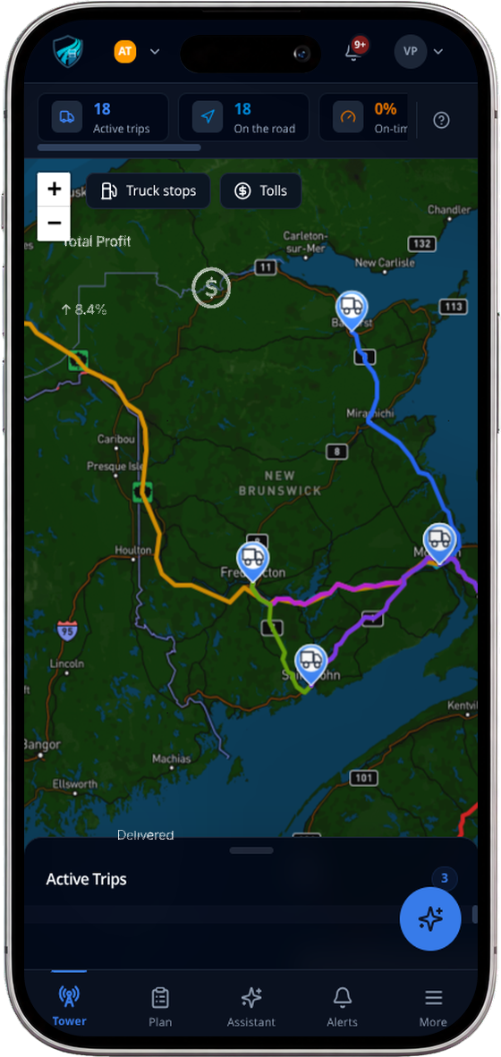 HaulSentry mobile fleet view
